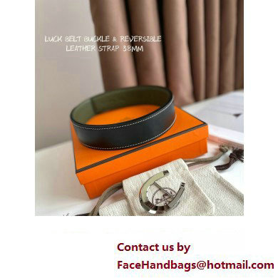 Hermes Luck belt buckle  &  Reversible leather strap 38 mm 08 2023